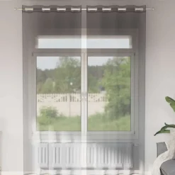 VIDAXL - Rideaux en voile avec œillets 2 pcs gris foncé 140x260 cm