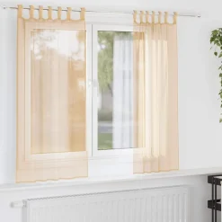 VIDAXL - Rideaux en voile avec passe-tringles 2 pcs sable