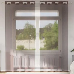 VIDAXL - Rideaux en voile avec œillets 2 pcs marron 140x225 cm