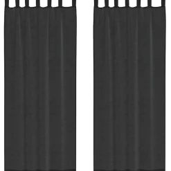 VIDAXL - Rideaux en voile avec passants 2 pcs noir
