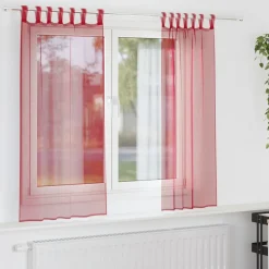 VIDAXL - Rideaux en voile avec passe-tringles 2 pcs rouge bordeaux