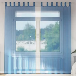 VIDAXL - Rideaux en voile avec passe-tringles 2 pcs bleu royal