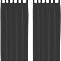 VIDAXL - Rideaux en voile avec passants 2 pcs noir