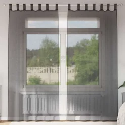 VIDAXL - Rideaux en voile avec passants 2 pcs noir