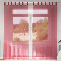 VIDAXL - Rideaux en voile avec passe-tringles 2 pcs rouge bordeaux