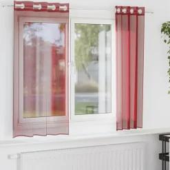 VIDAXL - Rideaux en voile avec œillets 2 pcs rouge bordeaux