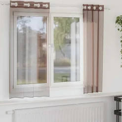 VIDAXL - Rideaux en voile avec œillets 2 pcs marron 140x175 cm