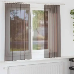 VIDAXL - Rideaux en voile avec passe-tringles 2 pcs marron