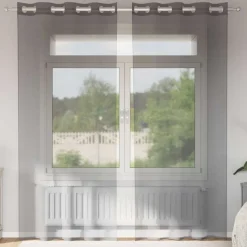 VIDAXL - Rideaux en voile avec œillets 2 pcs gris foncé 140x245 cm