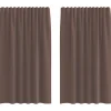 VIDAXL - Rideaux en voile avec passe-tringles 2 pcs marron