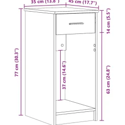 VIDAXL - Support de tour d'ordinateur et tiroir chêne sonoma 35x45x77 cm