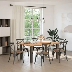 VIDAXL - Table à manger marron clair bois de chêne massif rectangulaire