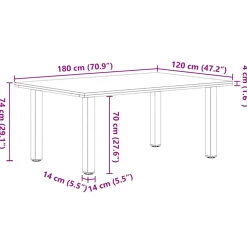 VIDAXL - Table à manger marron clair bois de chêne massif rectangulaire