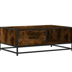 VIDAXL - Table basse chêne fumé 90x57x35 cm bois d'ingénierie et métal