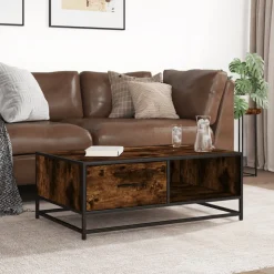 VIDAXL - Table basse chêne fumé 90x57x35 cm bois d'ingénierie et métal