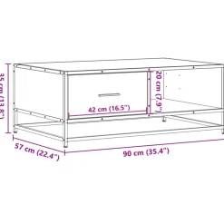 VIDAXL - Table basse chêne fumé 90x57x35 cm bois d'ingénierie et métal