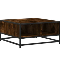 VIDAXL - Table basse chêne fumé 60,5x60,5x30 cm bois d'ingénierie/métal