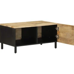 VIDAXL - Table basse noir 80x50x40 cm bois de manguier massif brut