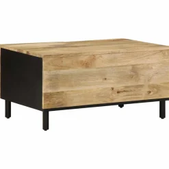 VIDAXL - Table basse noir 80x50x40 cm bois de manguier massif brut