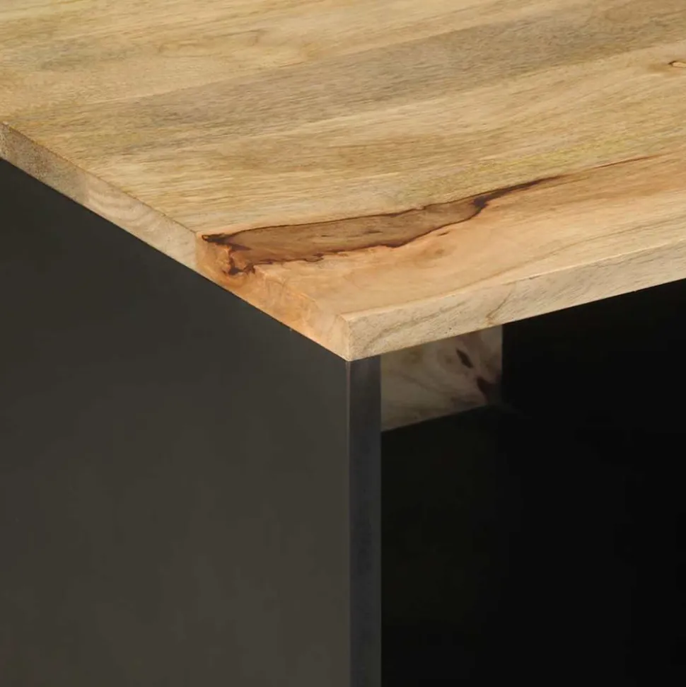 VIDAXL - Table basse noir 80x50x40 cm bois de manguier massif brut