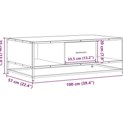 VIDAXL - Table basse sonoma gris 100x57x35 cm bois d'ingénierie et métal
