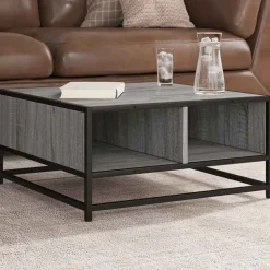 VIDAXL - Table basse sonoma gris 60,5x60,5x30 cm bois d'ingénierie/métal