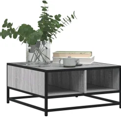 VIDAXL - Table basse sonoma gris 60,5x60,5x30 cm bois d'ingénierie/métal
