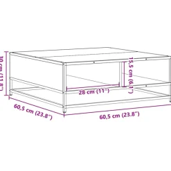 VIDAXL - Table basse sonoma gris 60,5x60,5x30 cm bois d'ingénierie/métal