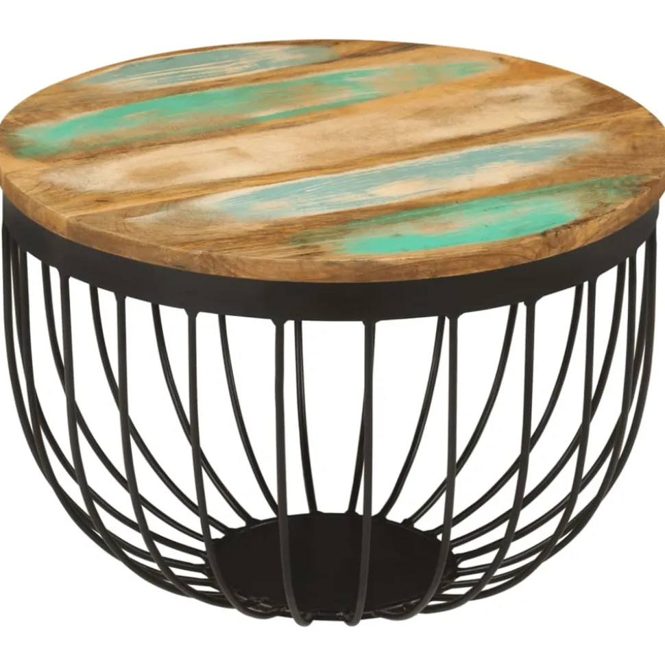 VIDAXL - Table basse ø50x35 cm bois de récupération massif et acier