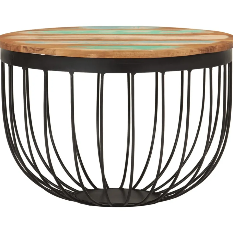 VIDAXL - Table basse ø50x35 cm bois de récupération massif et acier