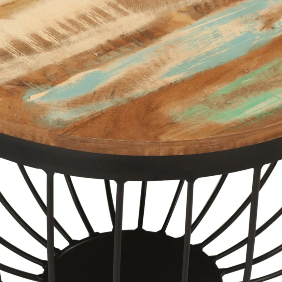 VIDAXL - Table basse ø50x35 cm bois de récupération massif et acier