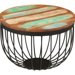 VIDAXL - Table basse ø50x35 cm bois de récupération massif et acier