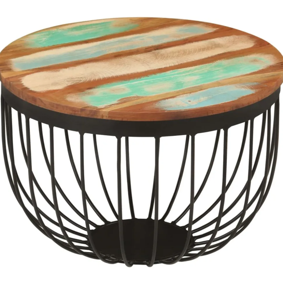VIDAXL - Table basse ø50x35 cm bois de récupération massif et acier