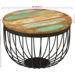 VIDAXL - Table basse ø50x35 cm bois de récupération massif et acier