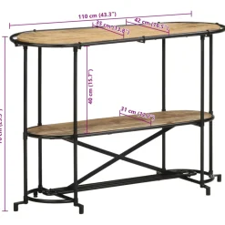VIDAXL - Table console 110x42x76 cm bois massif de manguier brut