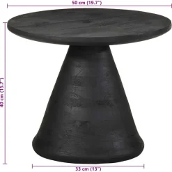 VIDAXL - Table d'appoint noir ø50x40 cm bois de manguier massif