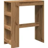 VIDAXL - Table de bar avec étagères chêne artisanal bois d'ingénierie