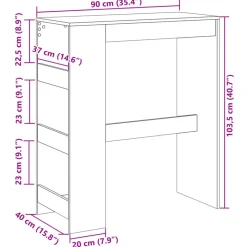 VIDAXL - Table de bar avec étagères chêne artisanal bois d'ingénierie