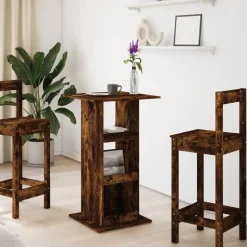 VIDAXL - Table de bar avec rangement chêne fumé bois d’ingénierie