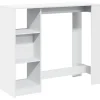 VIDAXL - Table de bar et étagère blanc 124x46x103,5 cm bois d'ingénierie