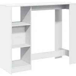 VIDAXL - Table de bar et étagère blanc 124x46x103,5 cm bois d'ingénierie