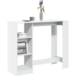 VIDAXL - Table de bar et étagère blanc 124x46x103,5 cm bois d'ingénierie