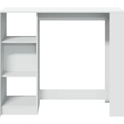 VIDAXL - Table de bar et étagère blanc 124x46x103,5 cm bois d'ingénierie