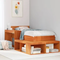 VIDAXL - Table de chevet avec bureau cire marron bois de pin massif