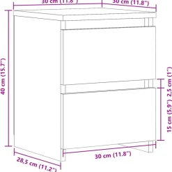 VIDAXL - Table de chevet chêne artisanal 30x30x40 cm bois d'ingénierie