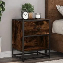 VIDAXL - Table de chevet chêne fumé 40x31x50 cm bois d'ingénierie