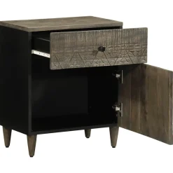 VIDAXL - Table de chevet gris clair 50x33x60 cm bois de manguier massif