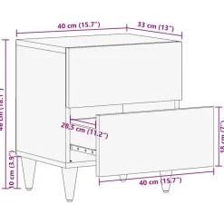 VIDAXL - Table de chevet gris clair 40x33x46 cm bois de manguier solide