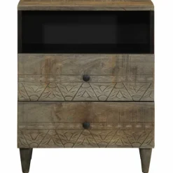 VIDAXL - Table de chevet gris clair 50x33x60 cm bois de manguier massif