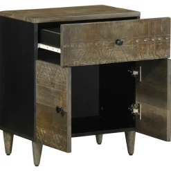 VIDAXL - Table de chevet gris clair 50x33x60 cm bois de manguier massif